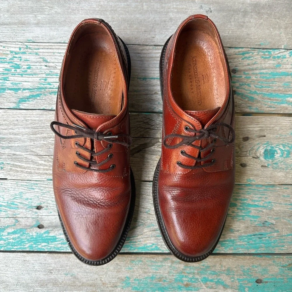 Johnston Murphy Passport Leather Shoes Men's Size 10M Brown Leather Dress Office